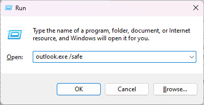 8_press Enter to start Outlook in safe mode